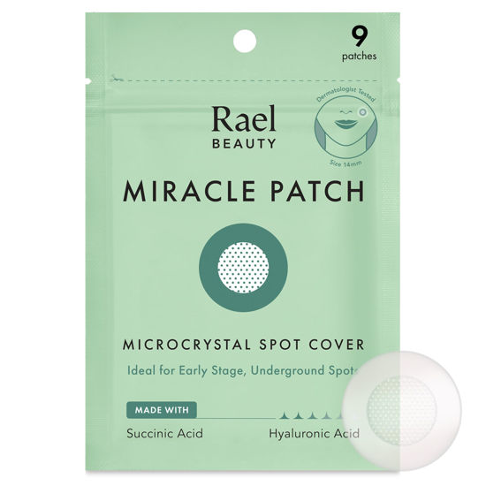 Picture of Rael Pimple Patches, Miracle Microcrystal Spot Cover - Hydrocolloid Acne Patches for Early Stage, with Tea Tree Oil, for All Skin Types, Vegan, Cruelty Free (9 Count)