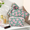 Picture of SOIDRAM 2 Pieces Floral Makeup Bag Large Cosmetic Bag Capacity Canvas Travel Toiletry Bag Organizer Cute Makeup Brushes Aesthetic Accessories Storage Bag for Women