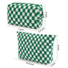 Picture of SOIDRAM 2 Pieces Makeup Bag Large Checkered Cosmetic Bag Green Capacity Canvas Travel Toiletry Bag Organizer Cute Makeup Brushes Aesthetic Accessories Storage Bag for Women