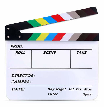 Picture of Lynkaye Movie Film Video Clapboard irector's Cut Action Scene Clapper Board,Movie Theme Party Decorations - Black/Colorful, 11.8x10.6 inches (Colorful)