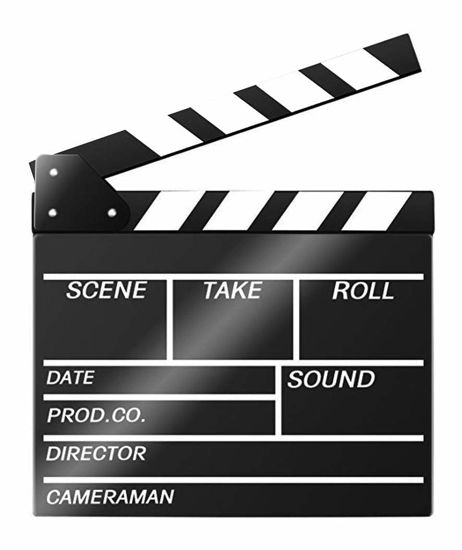 Picture of Lynkaye Movie Film Video Clapboard irector's Cut Action Scene Clapper Board,Movie Theme Party Decorations - Black/Colorful, 11.8x10.6 inches (Black-White)