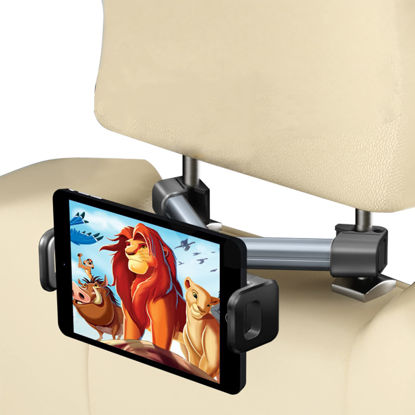 Picture of Homeet Tablet Holder for Car Backseat, Adjustable Headrest iPad Holder Mount for 4.4-11 Inches iPad/iPhone/Samsung Galaxy Tabs/Kindle Fire HD/Nintendo Switch, Kids Adults Trips, 360° Rotation, Black