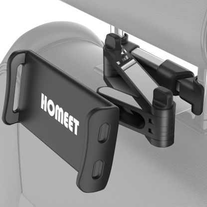 Picture of Homeet Tablet Holder for Car Backseat, Adjustable Headrest iPad Holder Mount for iPad/iPhone/Samsung Galaxy Tabs/Kindle Fire HD/Nintendo Switch, for 4.4-11 Inches Devices, 360° Rotation, Black