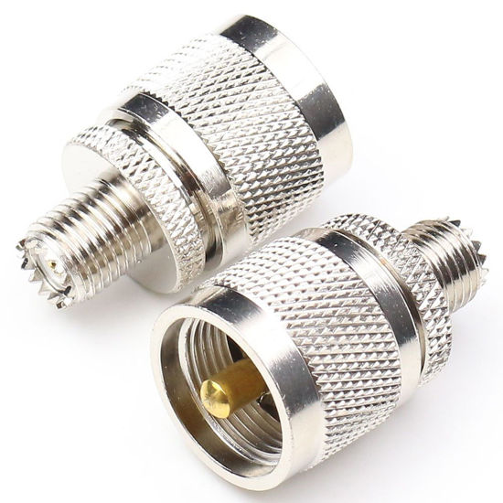 Picture of ANHAN UHF Male to Mini UHF Female Connectors PL259 Coax Connector Mini uhf to so239 Coaxial Cable Adapter PL259 Male Adapters 2Packs