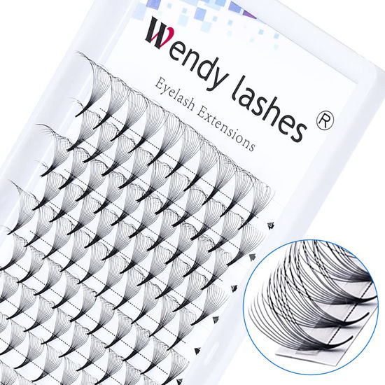 Picture of Premade Fans Eyelash Extensions 12D Volume Lash Extensions 0.07mm Thickness D Curl 14-20mm Short Stem Heat Bonded Premade Fans Russian Volume Pre-fanned Lash Extensions(12D-0.07-D, 14-20mm Mixed Tray)