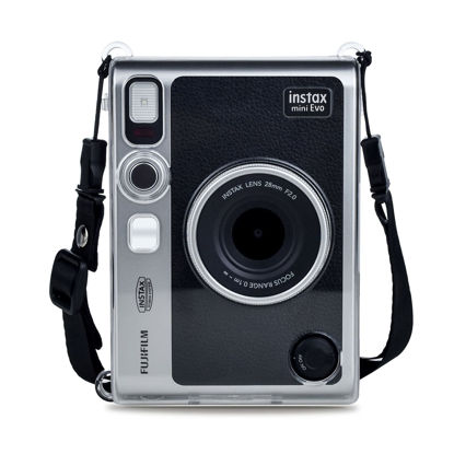 Picture of MUZIRI KINOKOO Clear Camera Case for Fujifilm Instax Mini EVO/Polaroid Mini EVO Camera - Hard PVC Carrying Protective Case with Shoulder Strap -Transparent