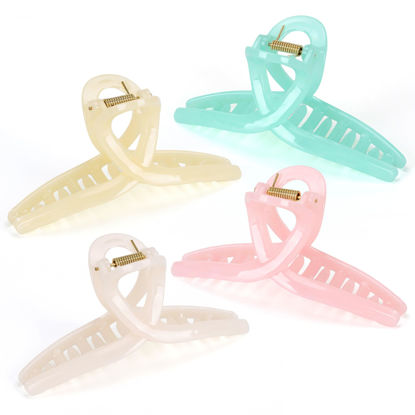 Picture of Hair Claw Clips Butterfly Hair Clips for Women 4.3" Jelly Hair Clip Medium Size Hair Clip for Girls Hair Accessories for Thin Fine Thick Hair 4 Pcs