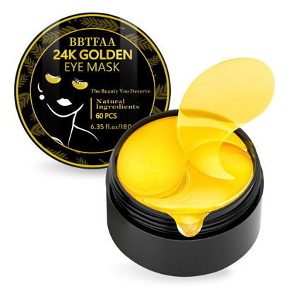 Picture of Under Eye Patches, 24K Gold Collagen Eye Mask for Puffy Eyes & Dark Circles Treatments, Reduce Under Eye Bags and Smooth Wrinkles, Hydrating and Moisturizing, Eye Skin Care Pads for Beauty & Personal Care (𝟔𝟎𝐏𝐂𝐒 )