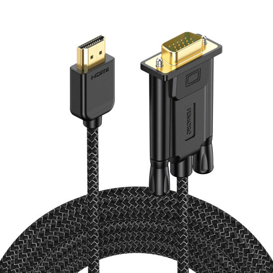 Picture of FEMORO HDMI to VGA Cable 10 Feet, HDMI-to-VGA Male to Male Adapter Braided Cord for Monitor Laptop Desktop Computer PC Projector HDTV Graphics Card and More