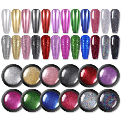 BORN PRETTY Chrome Powder,Metallic Mirror Pearl Holographic Pigment Powder  Manicure Nail Art Decoration Sets