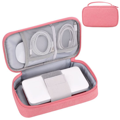 Picture of Bevegekos MacBook Charger Organizer Bag, Travel Case for Cords, Cable, Portable Power Bank, Hard Drive (Small, Pink)