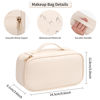 Picture of OCHEAL Small Makeup Bag,Portable Cute Travel Makeup Bag Pouch for Women Girls Makeup Brush Organizer Cosmetics Bags with Compartment-Beige