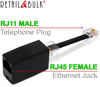 Picture of RetailAndBulk (2 Pack) Phone Jack to Ethernet Adapter RJ45 Female to RJ11 Male for Landline Telephone Service