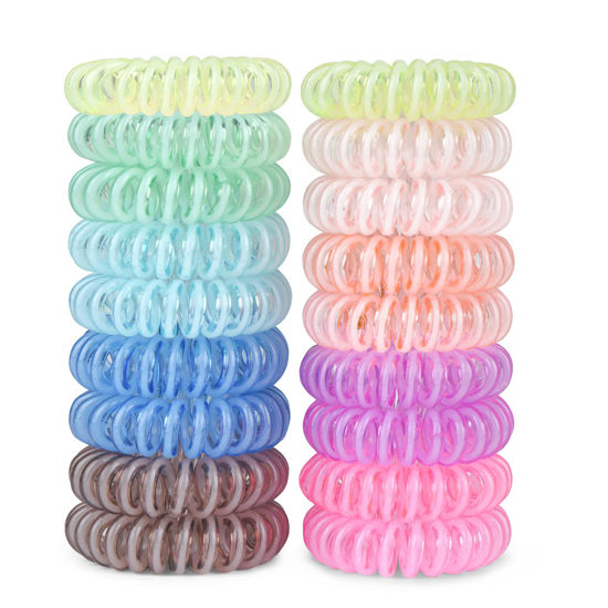 Picture of TIZZYT Spiral Hair Ties, No Crease Hair Elastics , Phone Cord Hair Ties, Ponytail Braid Holder For Women And Children, Suitable For Long Lasting Braids, Ponytails, Etc., 18 Pcs- Painless