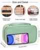 Picture of Relavel Small Makeup Bag, Cosmetic Bag for Women 2 Layer Travel Makeup Organizer Black Handbag Purse Pouch Compact Capacity for Daily Use, Makeup Brush Holder, Waterproof PU Leather (Green)