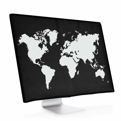 Picture of kwmobile Computer Monitor Cover Compatible with 24-26" Monitor - Travel Outline White/Black