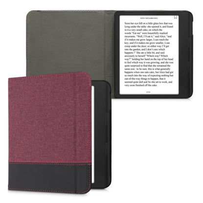 Picture of kwmobile Case Compatible with Kobo Sage - PU Leather and Canvas e-Reader Cover - Dark Red/Black