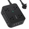 Picture of Power Strip Surge Protector - Flat Plug, Wall Mount, 8 Wide Outlets with 4 USB Ports (1 USB C), 5FT Heavy Duty Extension Cord with Multiple Outlets, Charging Station Overload Protection for Home Dorm