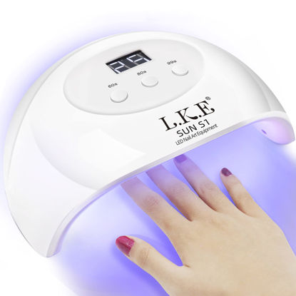 Picture of LKE UV LED Nail Lamp, Nail Dryer 72W Gel Polish Curing Lamp for Gel Nail Polish Kit Nail Art Accessories White