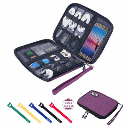 Picture of Travel Cable Organizer Bag Waterproof Portable Electronic Organizer for USB Cable Cord Phone Charger Headset Wire SD Card,5pcs Cable Ties