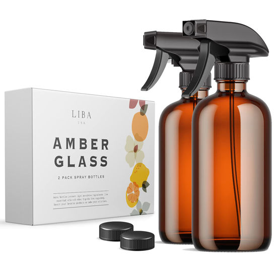 Amber glass shop spray bottles