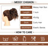 Picture of HMD Tousled Updo Messy Bun Hairpiece Hair Extension Ponytail with Elastic Rubber Band Updo Ponytail Hairpiece Synthetic Hair Extensions Scrunchies Ponytail Hairpieces for Women(Tousled Updo Bun,Dark Brown & Light Auburn Mixed)