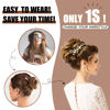 Picture of HMD Tousled Updo Messy Bun Hairpiece Hair Extension Ponytail with Elastic Rubber Band Updo Ponytail Hairpiece Synthetic Hair Extensions Scrunchies Ponytail Hairpieces for Women(Tousled Updo Bun,Dark Brown & Light Auburn Mixed)