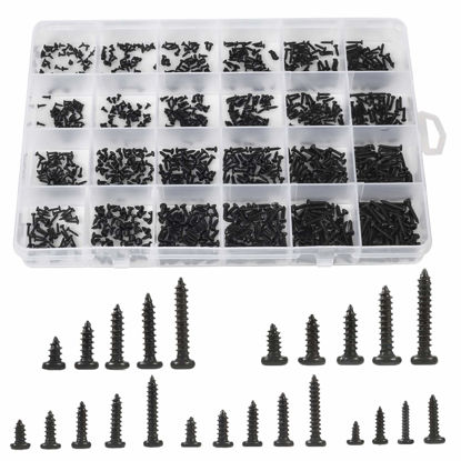 Picture of MEIYYJ 1100pcs Round Pan Head Tapping Screws Laptop Notebook Computer Screws Kit,M1.2,M1.4,M1.5,M1.7,M2 countersunk Phillips Mini Screw Set for Electronic Repair (1100PCS)