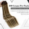 Picture of LAAVOO Clip in Hair Extensions Ombre Human Hair Clip in Extensions 22inch Balayage Dark Brown Fading to Caramel Brown Real Hair Clip in Hair Extensions Human Hair Brown Silky Straight 7pcs/120g