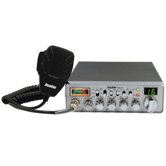 Picture of RoadKing RKCBCLASSIC 40 Channel Classic CB Radio with Large Digital Display and Illuminated SWR/RF Meter, Grey