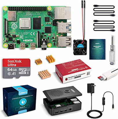 Picture of LABISTS Raspberry Pi 4 Model B 4GB RAM Complete Starter PRO Kit with 64GB Micro SD Card Gift for Teaching and Programming Learning