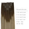 Picture of WENNALIFE Seamless Clip In Hair Extensions, 18 Inch 130g 7pcs Ombre Walnut Brown to Ash Brown and Bleach Blonde Hair Extensions Clip in Human Hair Invisible PU Skin Weft Natural Remy Human Hair Extensions