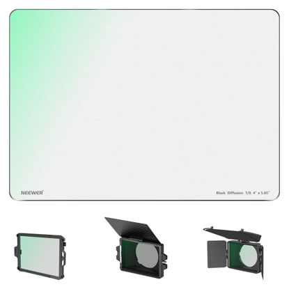 Picture of NEEWER 1/8 Black Diffusion Mist Dreamy Effect 4"x5.65" Cinema Square Filter (Rectangular) with HD Optical Glass Compatible with Tilta Compatible with SmallRig Matte Box for Cinematic Photo Videography