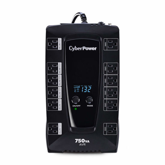 Picture of CyberPower AVRG750LCD Intelligent LCD UPS System, 750VA/450W, 12 Outlets, AVR, Compact