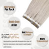 Picture of Moresoo Blonde Hair Extensions Tape in Human Hair 20 Inch Seamless Tape in Hair Extensions 40pcs Tape in Thick Hair Extensions Human Hair #60A White Blonde Remy Hair Extensions Glue in 100g