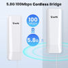 Picture of Wireless Bridge,Point to Point 5.8G Outdoor Bridge with 14dBi Directional Antenna 3KM Long Range Working Distance 24V PoE Adapter 2 RJ45 Port for Extended Internet to Next Building,2-Pack