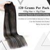 Picture of LAAVOO Ombre Clip in Hair Extensions Off Black Fading to Silver Grey 22inch Balayage Clip in Extensions Remy Human Hair Silky Straight Full Head Set 7pcs 120g