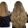 Picture of LAAVOO Brown Ombre Real Huaman Hair Clip in Extensions 20 Inch 7Pcs 120g Brown to Golden Blonde Mix Light Brown Balayage Hair Extensions Clip in Remy Human Hair for Women