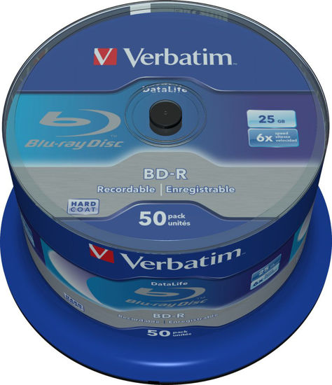 Picture of Verbatim BD-R SL Datalife - Blu-ray Disc 25 GB, 6X Burning Speed, Scratch Protection, 50-Pack Spindle