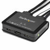 Picture of StarTech.com 2 Port DisplayPort KVM Switch - 4K 60Hz - Compact Dual Port UHD DP 1.2 USB Desktop KVM Switch with 4ft Cables & Audio - Bus Powered & Remote Switching - MacBook ThinkPad (SV211DPUA4K)