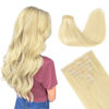 Picture of GOO GOO Seamless Clip in Hair Extensions, 100% Real Human Hair Extensions with Invisible PU Skin Weft, 16inch 130g 7pcs Natural Silky Straight Hair Extensions, Long Hair for Women, Bleach Blonde#613