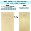 Picture of GOO GOO Seamless Clip in Hair Extensions, 100% Real Human Hair Extensions with Invisible PU Skin Weft, 16inch 130g 7pcs Natural Silky Straight Hair Extensions, Long Hair for Women, Bleach Blonde#613