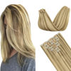 Picture of GOO GOO Seamless Clip in Hair Extensions, 100% Real Human Hair Extensions with Invisible PU Skin Weft, 16inch 130g 7pcs Light Blonde Highlighted Golden Blonde Hair Extensions, Long Hair for Women,