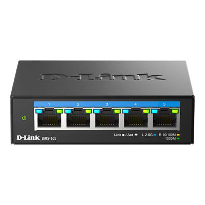 Picture of D-Link 5-Port 2.5GB Unmanaged Gaming Switch with 5 x 2.5G - Multi-Gig, Network, Fanless, Plug & Play (DMS-105),Black