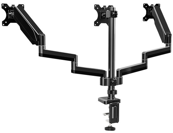 Picture of UPGRAVITY Triple Monitor Mount, 3 Monitor Stand Desk Mount for Three Flat/Curved Computer Screens Up to 27”, Fully Adjustable Gas Spring Monitor Arms Hold up to 17.6lbs Each, VESA 75x75/100x100