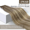 Picture of Sunny Weft Hair Extensions Brown Blonde Weft Hair Extensions Human Hair Highlights Human Hair Weft Extensions Light Brown Mix Platinum Blonde Sew in Hair Extensions Real Human Hair 100g 22inch