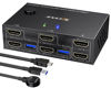 Picture of USB 3.0 Dual Monitor KVM Switch HDMI 4K@60Hz 2K@144Hz Simulation EDID, MLEEDA USB HDMI Extended Display Switcher for 2 Computers Share 2 Monitors and 4 USB 3.0 Ports,Wired Remote and Cables Included