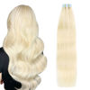 Picture of SUYYA Tape in Hair Extensions Human Hair Bleach Blonde 28 Inch 60g/pack 20pcs Straight Seamless Skin Weft Tape in Real Human Hair Extensions(28inch #613 Bleach Blonde)