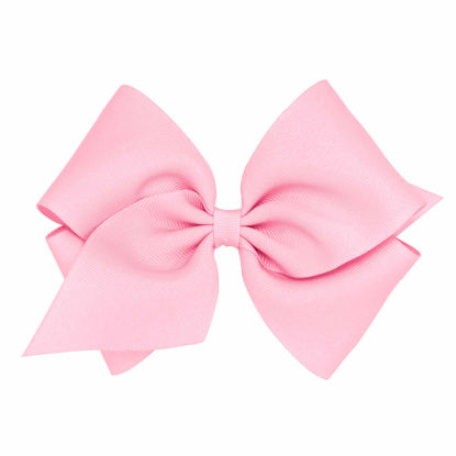 Picture of Wee Ones Girls' Plain Wrap Grosgrain Hair Bow on a WeeStay No-Slip Hair Clip, Mini King, Pearl Pink