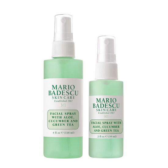 Picture of Mario Badescu Facial Spray with Aloe, Cucumber and Green Tea for All Skin Types | Face Mist that Hydrates & Invigorates | 4 FL OZ & 2 FL OZ Combo